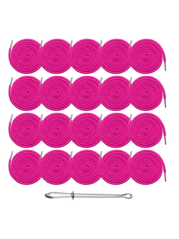 20pcs Drawstring Cords 51" Replacement Drawstring Hoodie String Sewing Tool with Easy Threader for Hoodie Sweatpants Jackets Pants Hats Coats Bags, Rose Red