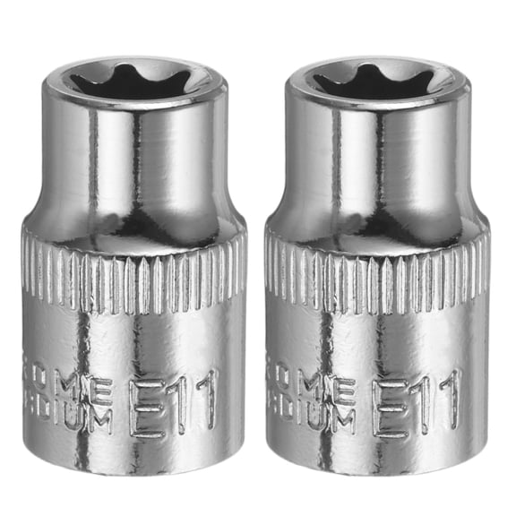 Uxcell 2pcs E-Torx Socket 3/8" Drive E11 External Torx Deep Socket CR-V Star Socket 1.2" Length