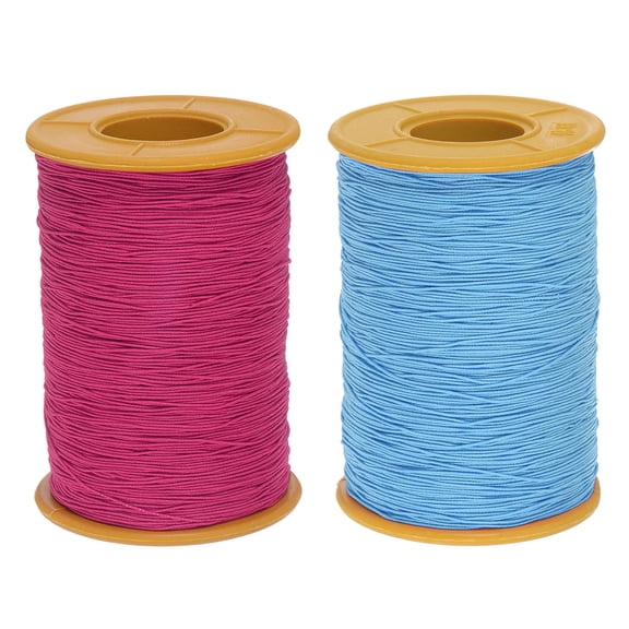 Uxcell 2pcs Elastic Sewing Thread 547 Yards 0.5mm Thickness Sewing Thread for Hand Sewing, Rose Red & Sky Blue