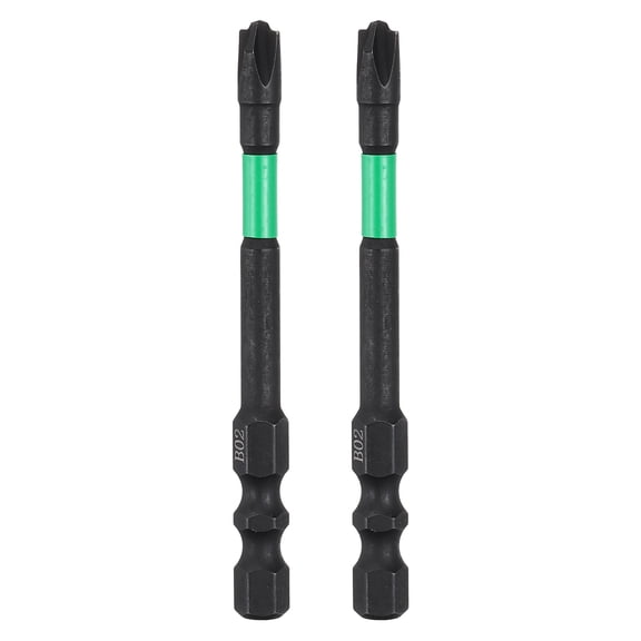 Uxcell 2pcs Electrician Impact Screwdriver Bit 3" FPH2 Electric Bits 1/4" Hex Shank S2 Magnetic Slotted Phillips Screw Driver Drill for Electrical Air Switch Breaker, Black/Green