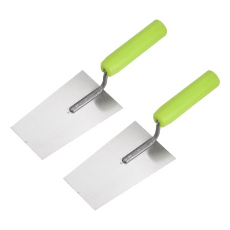 Uxcell 2pcs Flat Masonry Hand Trowel 5.9"x3.5" Carbon Steel Panel with Rubber Handle