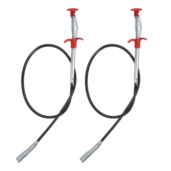 Uxcell 2pcs Flexible Grabber Claw Pick Up Tool 0.47" Dia. 35" 4 Claws Stainless Steel Cleaning Hook Unclog Sink