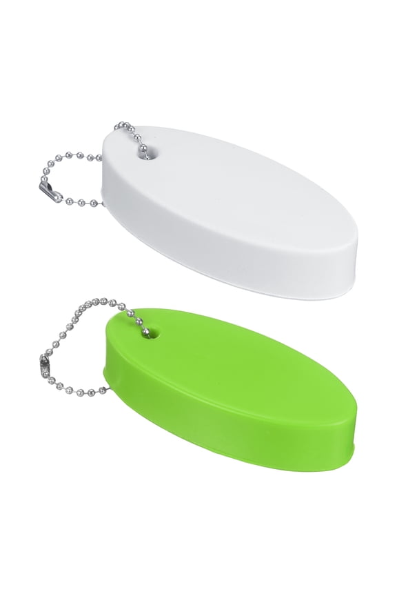 2pcs Floating Key Chain for Boating PU Foam Oval Floating Keychain Waterproof Outdoor Keychains Water Sports Accessories for Boating Sailing Surfing Fishing, White/Light Green