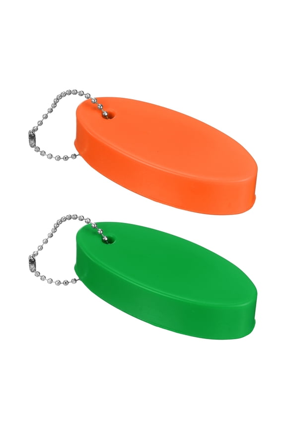 2pcs Floating Key Chain for Boating PU Foam Oval Floating Keychain Waterproof Outdoor Keychains Water Sports Accessories for Boating Sailing Surfing Fishing, Green/Orange