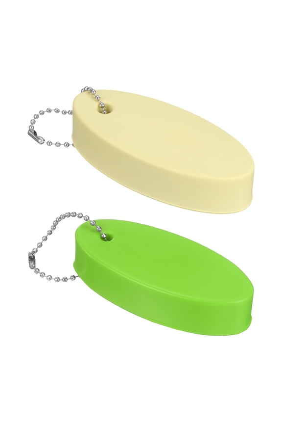 2pcs Floating Key Chain for Boating PU Foam Oval Floating Keychain Waterproof Outdoor Keychains Water Sports Accessories for Boating Sailing Surfing Fishing, Light Green/Beige