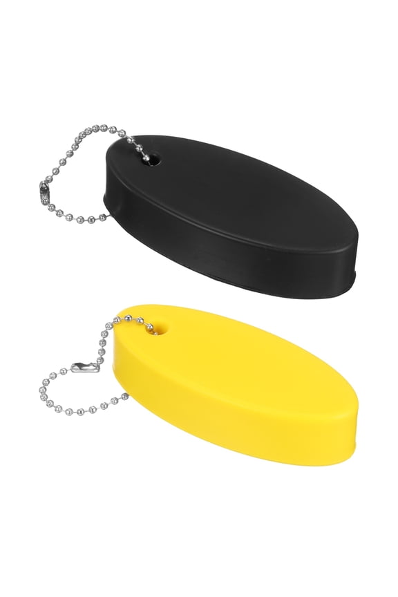 2pcs Floating Key Chain for Boating PU Foam Oval Floating Keychain Waterproof Outdoor Keychains Water Sports Accessories for Boating Sailing Surfing Fishing, Yellow/Black
