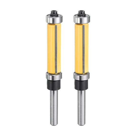 Uxcell 2pcs Flush Trim Router Bit 1/4" Shank 1/2" Dia Carbide Tipped Top & Bottom Bearing Router Bit for Woodworking
