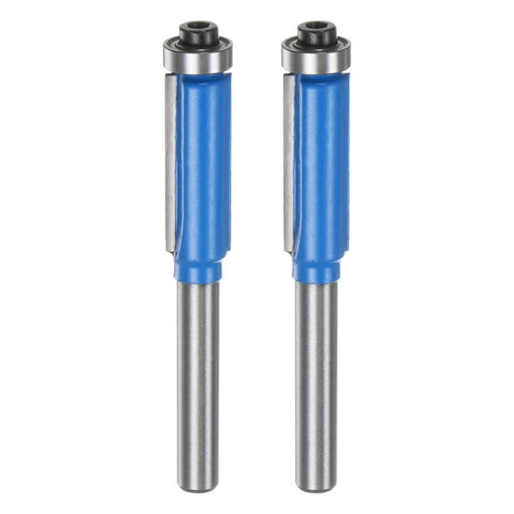 Uxcell 2pcs Flush Trim Router Bit 6mm Shank 3/8" Dia for Woodworking, Blue