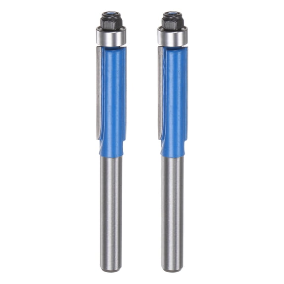 Uxcell 2pcs Flush Trim Router Bit 6mm Shank 5/16" Dia for Woodworking, Blue