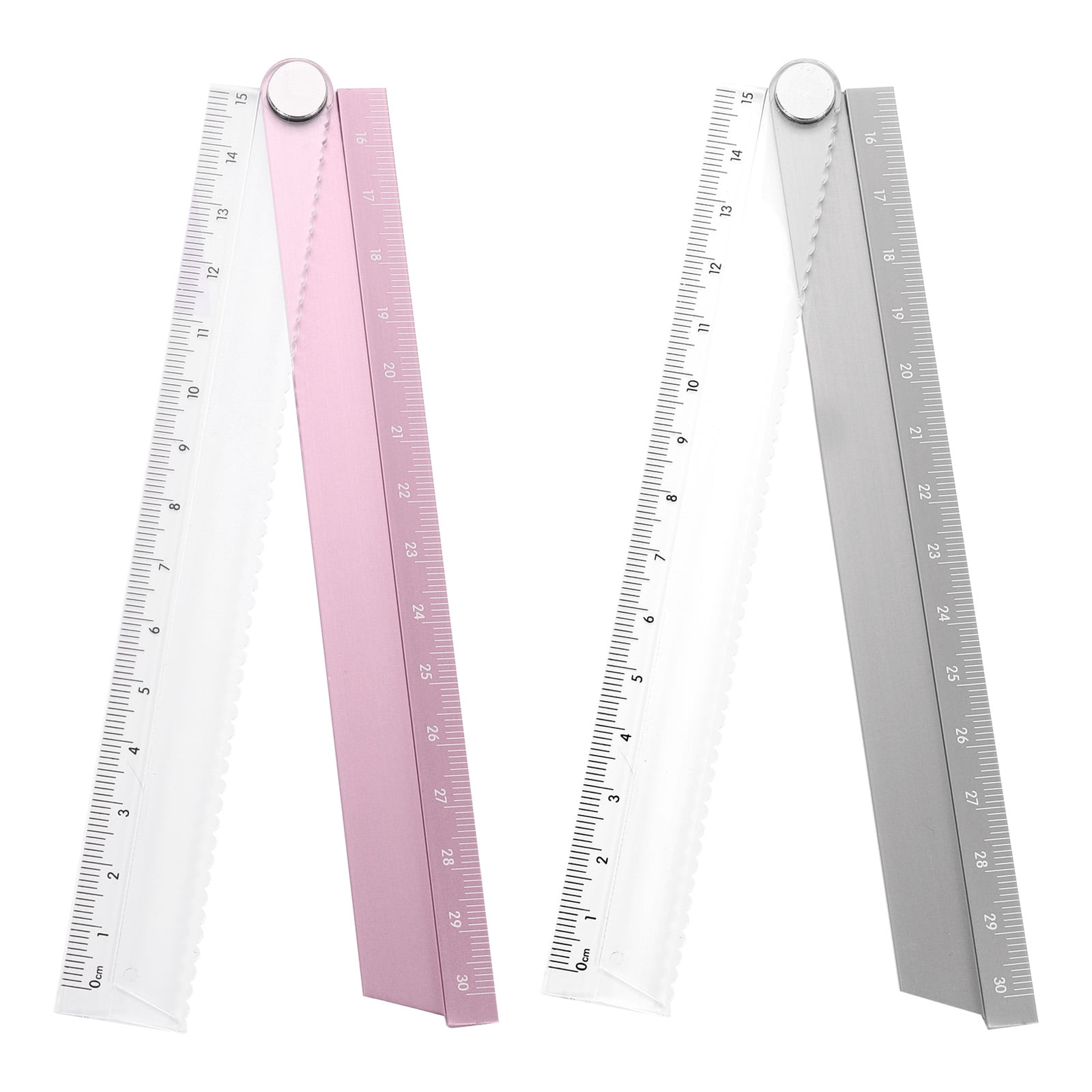 Pink Grey Ruler Uxcell 2pcs Folding Straight Ruler 30cm Metric Aluminum Alloy ...