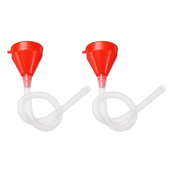 Uxcell 2pcs Fuel Funnel with Long Hose, Flexible Wide Mouth Plastic Oil Funnel Filling Car Funnel for Engine Oil Gas