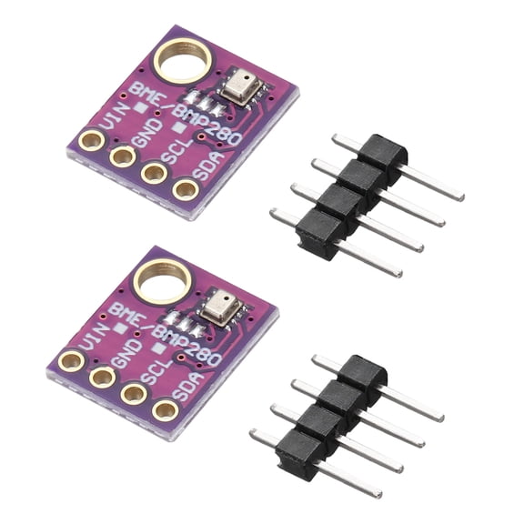 Uxcell 2pcs GY-BME280 4Pin I2C IIC SPI Atmospheric Pressure Sensor Module 5V High Precision Altitude Atmospheric Pressure Temperature and Humidity Sensor with Header Pins