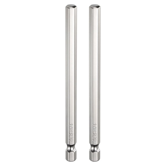 Uxcell 2pcs H1/4 Hex Head Screwdriver Bit 1/4" Flat Tip 1/4" Hex Shank 100mm (4") Long Magnetic Hexagonal Screw Drill Bit Wrench Chrome Plated