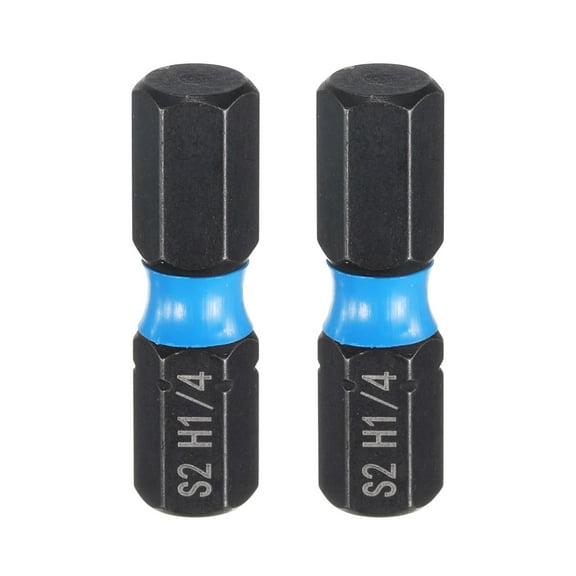 Uxcell 2pcs H1/4 SAE Hex Screwdriver Bit 1/4" Hex Shank 25mm/1" Length Magnetic Hexagon Head Hex Bits S2 Steel Screw Driver Bit Industrial Grade Electric Drill Bits