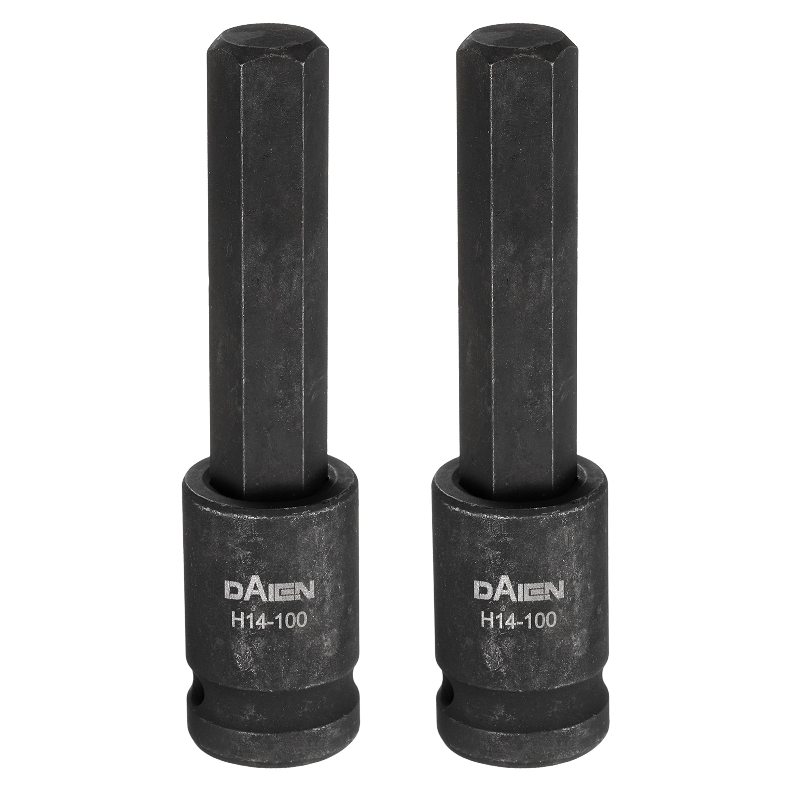 Uxcell 2pcs H14 Hex Bit Socket 100mm/3.94" Length 1/2" Square Drive Metric Extension Impact Bit Power Nut Driver Set S2 Steel Socket Ratchet Wrench Bits, Black