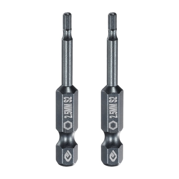 Uxcell 2pcs H2.5 Flat Hex Screwdriver Bit 2.5mm Magnetic Tip 1/4" Shank 2" Long Blue