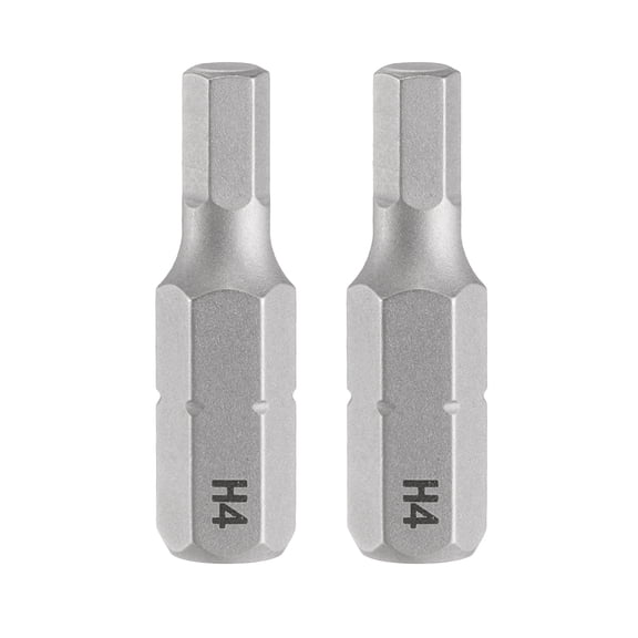 Uxcell 2pcs H4.0 Hex Screwdriver Bit 1/4" Hex Shank 25mm/1" Length Magnetic Hexagon Head Hex Bits S2 Steel Screw Driver Bit