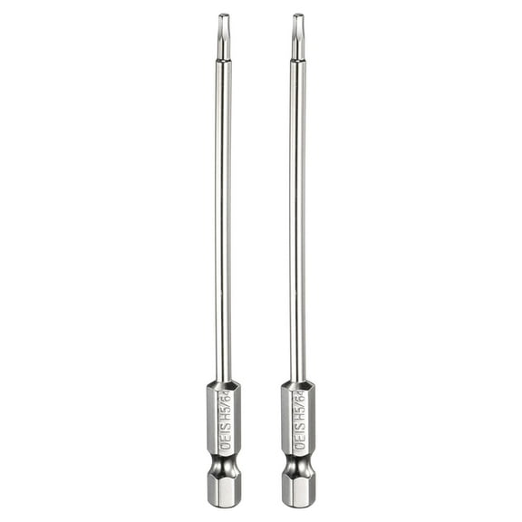 Uxcell 2pcs H5/64 Hex Head Screwdriver Bit 5/64" Flat Tip 1/4" Hex Shank 100mm (4") Long Magnetic Hexagonal Screw Drill Bit Wrench Chrome Plated