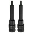 thumbnail image 1 of Uxcell 2pcs H5 Hex Bit Socket 100mm/3.94" Length 1/2" Square Drive Metric Extension Impact Bit Power Nut Driver Set S2 Steel Socket Ratchet Wrench Bits, Black, 1 of 7
