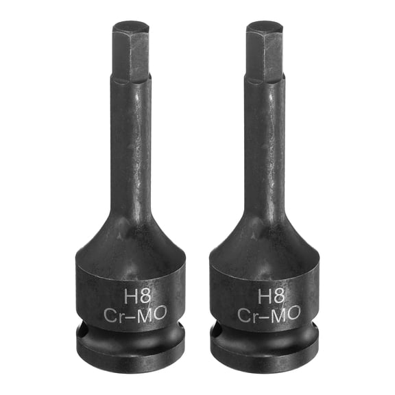 Uxcell 2pcs H8 (8mm) Hex Impact Bit Socket 1/2" Drive Hex CR-MO Steel Screwdriver Socket Adapter