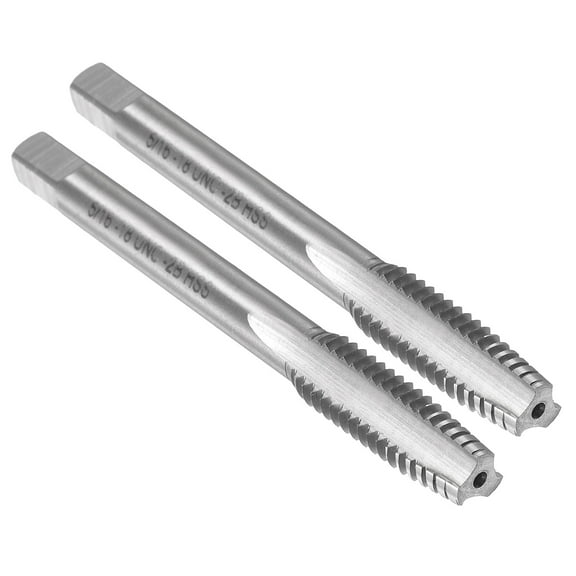 Uxcell 2pcs Hand Taper Tap 5/16-18 UNC 2B Thread Taper Style Taps Straight Flute Screw Tapping Threading Tool