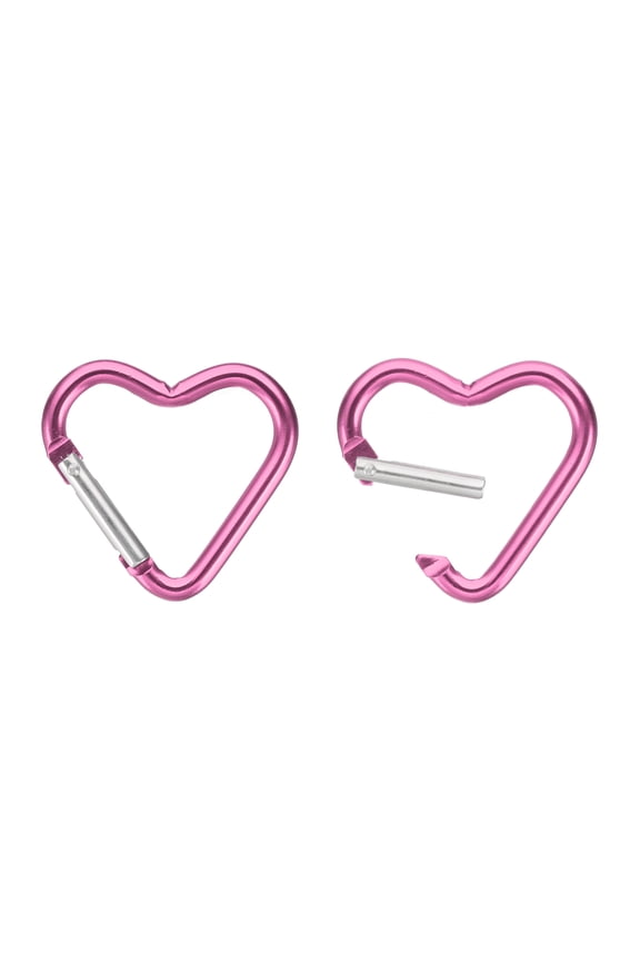 2pcs Heart Shape Snap Hook - Aluminum Alloy Heart-Shaped Keychain Clip Cute Snap Key Ring Spring Keychain Holder, for Camping Hiking Fishing Traveling Dog Leash, Pink