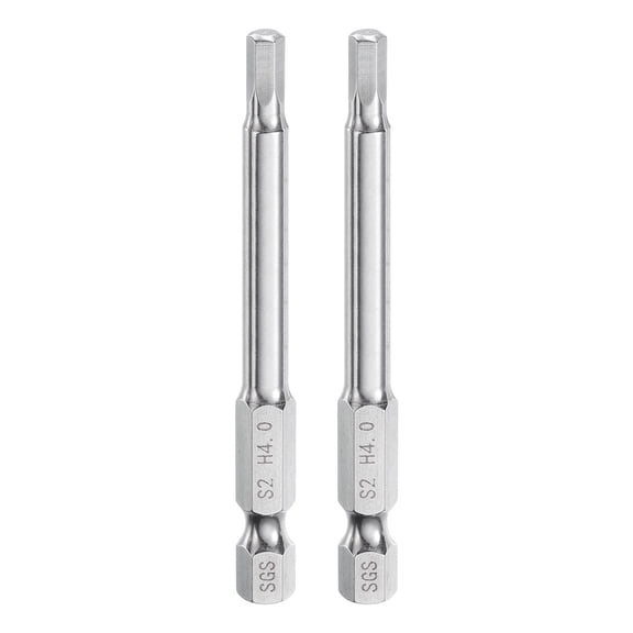 Uxcell 2pcs Hex Head Wrench Drill Bit 4mm (H4) 1/4" Shank 2.6" Long S2 Steel Industrial Grade Magnetic Screwdriver Bits