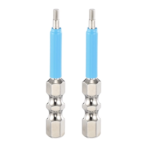 Uxcell 2pcs Hex Impact Screwdriver Bits 2mm (H2.0) Magnetic Flat Head 1/4" Hex Shank 50mm (2") Long Chrome Plating S2 Steel Hexagon Wrench Drill Bits Electric Power Tools