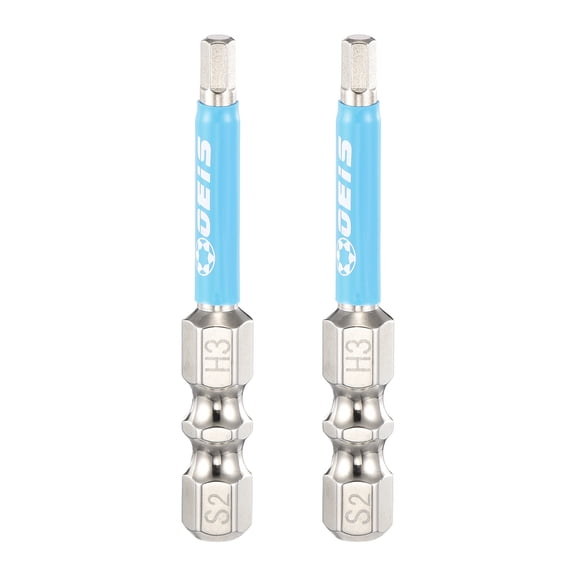 Uxcell 2pcs Hex Impact Screwdriver Bits 3mm (H3.0) Magnetic Flat Head 1/4" Hex Shank 50mm (2") Long Chrome Plating S2 Steel Hexagon Wrench Drill Bits Electric Power Tools
