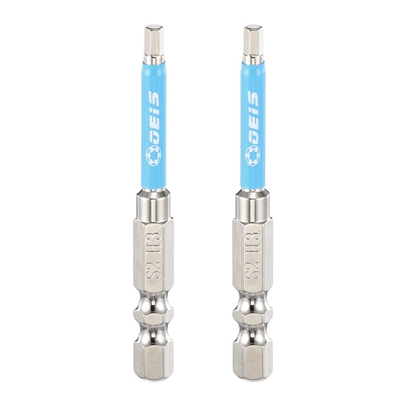Uxcell 2pcs Hex Impact Screwdriver Bits 3mm (H3.0) Magnetic Flat Head 1/4" Hex Shank 65mm (2.6") Long Chrome Plating S2 Steel Hexagon Wrench Drill Bits Electric Power Tools