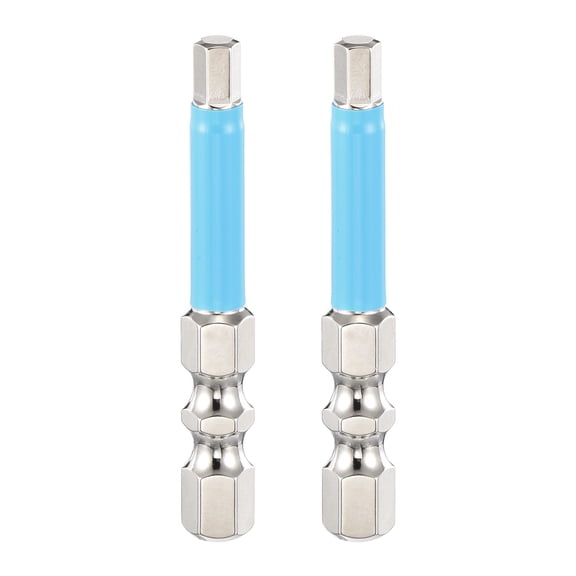 Uxcell 2pcs Hex Impact Screwdriver Bits 4mm (H4.0) Magnetic Flat Head 1/4" Hex Shank 50mm (2") Long Chrome Plating S2 Steel Hexagon Wrench Drill Bits Electric Power Tools