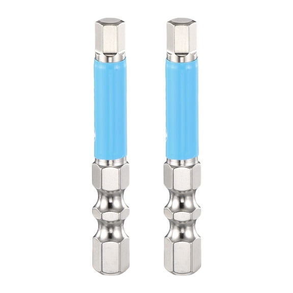 Uxcell 2pcs Hex Impact Screwdriver Bits 5mm (H5.0) Magnetic Flat Head 1/4" Hex Shank 50mm (2") Long Chrome Plating S2 Steel Hexagon Wrench Drill Bits Electric Power Tools