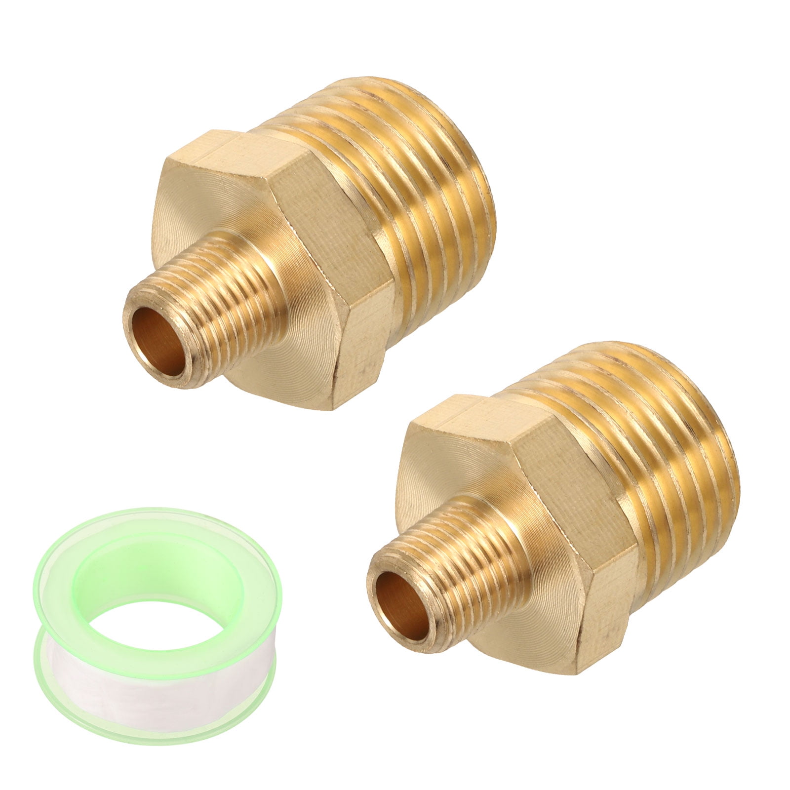 Uxcell 2pcs Hex Nipple Brass Pipe Fitting, 1/8 NPT Male x 1/2 NPT Male ...