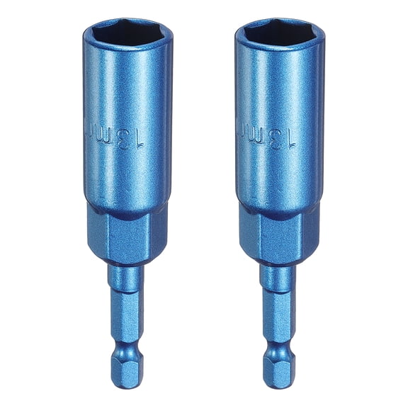 Uxcell 2pcs Hex Nut Driver Drill Bit 13mm 6-Points Socket 1/4" Hex Shank Magnetic Nut Setter CR-V Steel Quick Change Socket