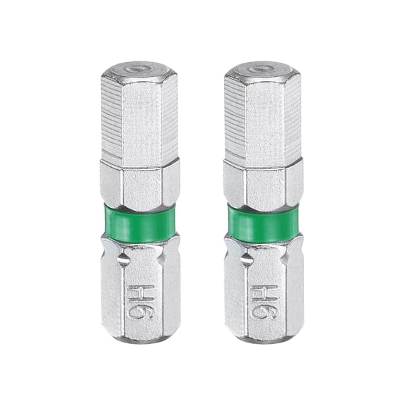 Uxcell 2pcs Hex Screwdriver Bit H6 1/4" Hex Shank 25mm/1" Length Magnetic Hexagonal Head Bits S2 Steel Electric Screw Driver Bit