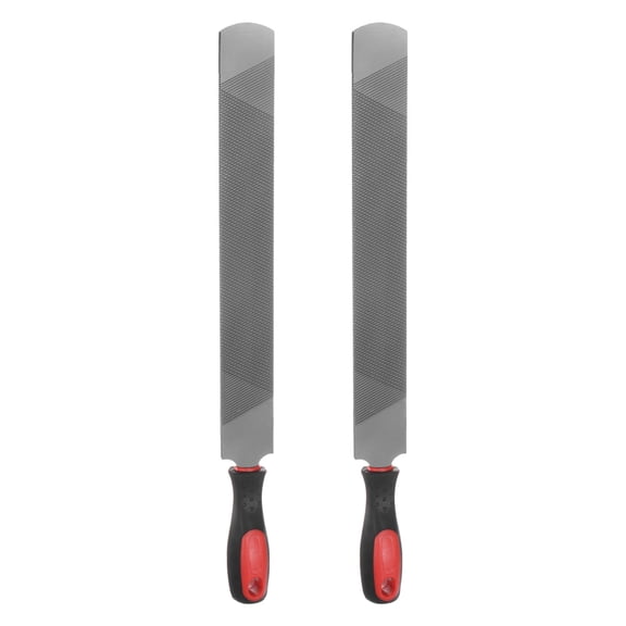 Uxcell 2pcs Horseshoe File 14 Inch 8mm High Carbon Steel Coarse Double Cut Flat Hand Rasp File with Plastic Handle