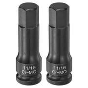 Uxcell 2pcs Impact Hex Bit Socket 1/2" Drive 11/16" Hex Bits 3" 78mm Long Cr-Mo SAE Impact Wrench Socket Adapter Tool for Automotive Repair Industrial Construction and Home DIY