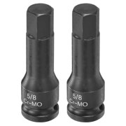 Uxcell 2pcs Impact Hex Bit Socket 1/2" Drive 5/8" Hex Bits 3" 78mm Long Cr-Mo SAE Impact Wrench Socket Adapter Tool for Automotive Repair Industrial Construction and Home DIY