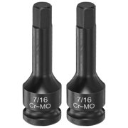 Uxcell 2pcs Impact Hex Bit Socket 1/2" Drive 7/16" Hex Bits 3" 78mm Long Cr-Mo SAE Impact Wrench Socket Adapter Tool for Automotive Repair Industrial Construction and Home DIY