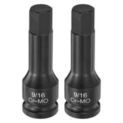 Uxcell 2pcs Impact Hex Bit Socket 1/2" Drive 9/16" Hex Bits 3" 78mm Long Cr-Mo SAE Impact Wrench Socket Adapter Tool for Automotive Repair Industrial Construction and Home DIY