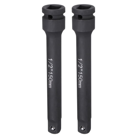 Uxcell 2pcs Impact Socket Extension Bar 1/2" Square Drive 6" Long CR-V Steel Extension Rod Ratchet Wrench Driver Adapter for Axle Nut Sockets, Black