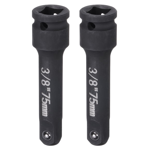 Uxcell 2pcs Impact Socket Extension Bar 3/8" Square Drive 3" Long CR-V Steel Extension Rod Ratchet Wrench Driver Adapter for Axle Nut Sockets, Black