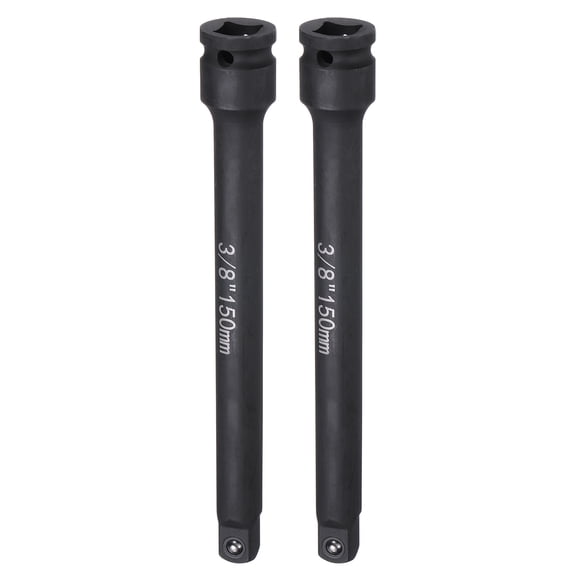 Uxcell 2pcs Impact Socket Extension Bar 3/8" Square Drive 6" Long CR-V Steel Extension Rod Ratchet Wrench Driver Adapter for Axle Nut Sockets, Black