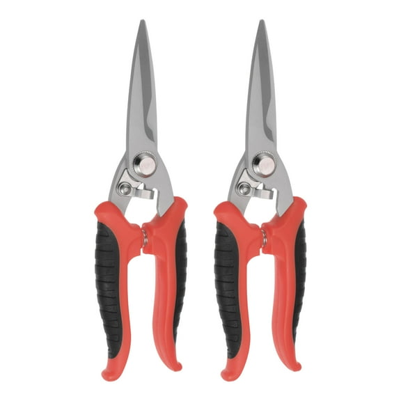 Uxcell 2pcs Industrial Scissors 8 Inch Multi-Purpose Shears Stainless Steel Blades with Black Red Handle