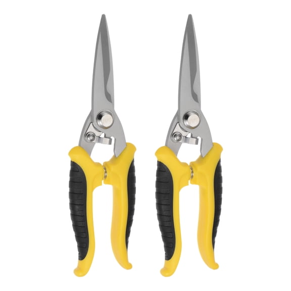 Uxcell 2pcs Industrial Scissors 8 Inch Multi-Purpose Shears Stainless Steel Blades with Black Yellow Handle