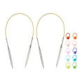 thumbnail image 1 of Uxcell 2pcs Knitting Needles Size US 10(6mm) Circular Needle 16 Inch(40cm) Round Metal Stainless Steel Needle with Markers for Handmade Projects DIY Knitting, 1 of 7