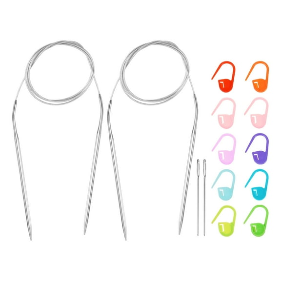 Uxcell 2pcs Knitting Needles Size US 7(4.5mm) Circular Needle 47 Inch(120cm) Round Metal Stainless Steel Needle with Needles for Handmade Projects DIY Knitting