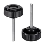 Uxcell 2pcs Knurled Clamping Knobs Thumb Screws M6 x 50mm Metric Male Thread 38mm Plastic Round Head Carbon Steel Stud Threaded Knob Thumbscrew Handle Hand Tightening Screw, Black