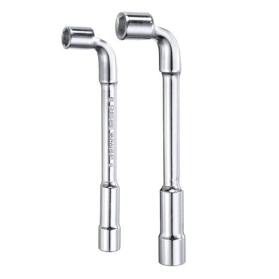 Uxcell 2pcs L Shaped Angled Socket Spanner 8mm 9mm High Carbon Steel Double Ended Metric Hex 6 Point Socket Wrench