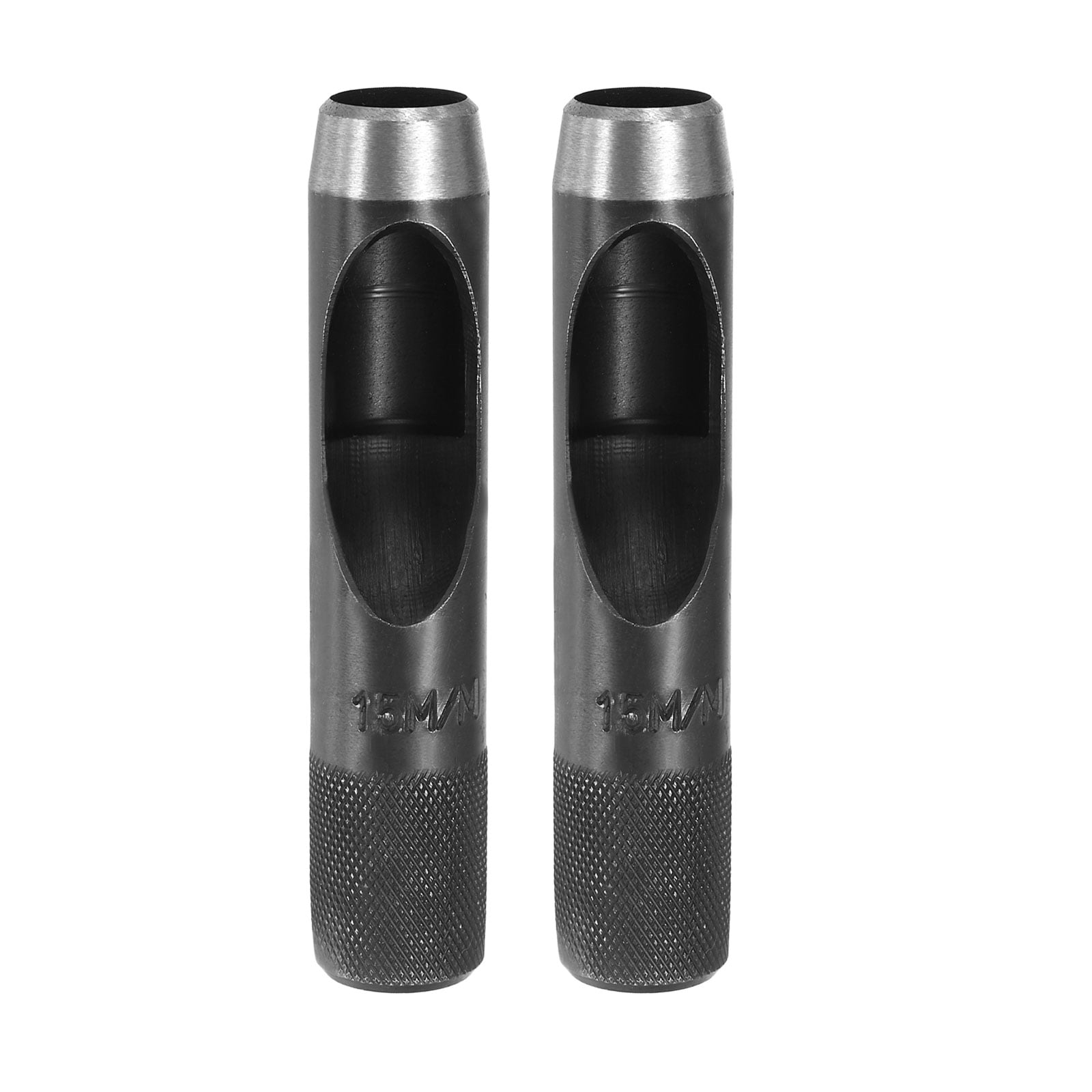 Uxcell 2pcs Leather Hole Punch 15mm Hollow Round Hole Puncher Cutter Carbon Steel Tool for Watch Cloth Belt Gaskets DIY Leather Craft Repair, Black